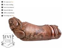 Antique Chinese Carved Bamboo Head Rest Cushion Sleeping Buddha Carving Ornament Home Decor Collector circa 1910's