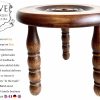 Vintage French Bobbin Turned Traditional Milking Stool Wooden Brown Wood Small Chair Stand Display Plinth Seating c1960-70's