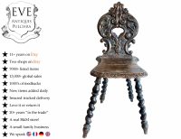 Antique French Alsacienn Wooden Wood Chair Traditional European Seating Country Cottage Style Ornate Design c1850's