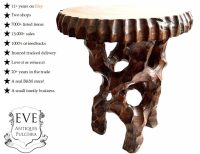 Vintage French Stool Unusual Wooden Brown Wood Small Chair Stand Display Plinth Seating Pot Plant Ornament c1970's