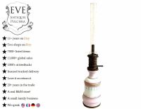 Vintage French White Pink Ceramic Brass Oil Paraffin Lamp Light Lighting Display circa 1920-30's