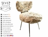 Vintage French Pelfran Silver Metal Padded Cushioned Fluffy Grey Stool Chair Stand Display Rest Plinth Seating c1960-70's