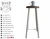 Vintage French Tall Wooden Wood White Stool Chair Seat Kitchen Side Table Kitchen Flower Pot Stand Display Prop circa 1980's