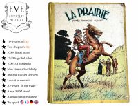 Vintage French Edition Hardback La Prairie D'Apres Fenimore Cooper Book Comic Book Story Picture Collector Dated 1938