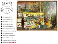 Vintage French Paris Skyline Notre Dame Street Scene Market Oil Painting On Board Normandy Signed Farradeche circa 1990-00's