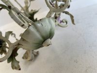 Alternative view of Vintage French Tole Style Metal Flower Petal Bloom Shaped Wall Ceiling Electric Lamp Light Lighting Shabby Chic c1960's