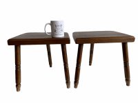 Alternative view of Vintage French Square D Stool Traditional Milking Wooden Brown Wood Small Chair Stand Display Plinth Seating Pot c1950-60's
