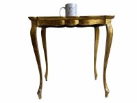 Alternative view of Vintage Italian Florentine Florence Gold Blue Red Resin Ornately Decorated Large Side Table Stand Display Decor c1940-50's