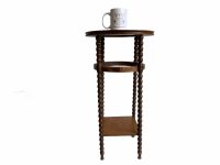 Alternative view of Antique French Small Tall Bobbin Legs Circular Side Table Compact Stand Display Plant Pot Plinth Display DAMAGED c1940-50's