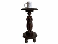 Alternative view of Vintage French Tall Height Wooden Stand Dark Brown Wood Flower Pot Plant Ornament Double Display Breton Lady  c1960-70's