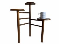 Alternative view of Vintage French Wooden Wood Pot Display Stand Pedestal vase ornament table trivet multi level three place circa 1970-80's