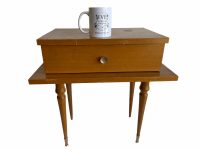 Alternative view of Vintage French Wooden Small Nightstand Sideboard Bedside Cabinet Rest Cupboard Small Storage Unit Wood Display c1950-60's