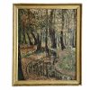 Vintage French Forest Stream Path Autumn Painting Oil Forest Trees Woodland On Hardboard Normandy S16 VAP circa 1940-50's