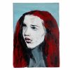 Vintage French J Mardel Red Haired Girl Oil Portrait Painting On Canvas On Wooden Frame Portrait Signed circa 1990's