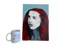 Alternative view of Vintage French J Mardel Red Haired Girl Oil Portrait Painting On Canvas On Wooden Frame Portrait Signed circa 1990's