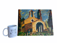 Alternative view of Vintage French Chapelle Rurale Saint-Sixte Provence Painting Acrylic On Hardboard Chapel Church South Of France c1970-80's