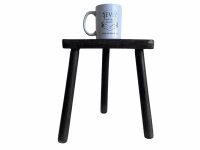 Alternative view of Vintage French Simple Stool Chair Seat Wooden Wood Milking Kitchen Table Farm D Shaped Seat Plant Rest Stand Plinth c1970's