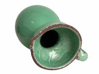 Alternative view of Vintage French Carafe Green Aged Ceramic Pot Vase Water Jug Container Storage Prop c1990's