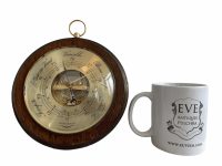 Alternative view of Vintage French Circular Shaped Metal Wood Barometer Barometre Weather Forecasting Instrument Hanging Wall c1970-80's