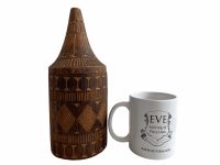 Alternative view of Vintage African Pot Box Wooden Wood Lidded Primitive Sculpture Carving Tribal Storage Container Bottle Food c1970-80's