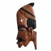 Vintage African Medium Wooden Head Face Wall Decoration  Carved Statue Carving Sculpture Wood Tribal Art c1980-90's