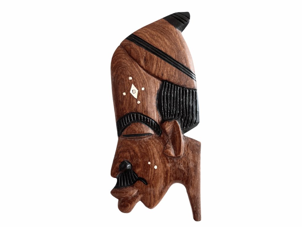 Vintage African Medium Wooden Head Face Wall Decoration  Carved Statue Carving Sculpture Wood Tribal Art c1980-90’s