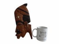 Alternative view of Vintage African Medium Wooden Head Face Wall Decoration  Carved Statue Carving Sculpture Wood Tribal Art c1980-90's