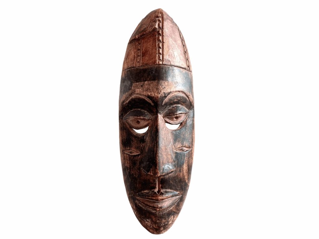 Vintage African Male Man Wooden Wood Mask Statue Figurine Primitive Sculpture Carving Tribal Wall Art Decor c1980-90’s