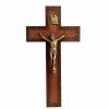 Vintage French Lourdes Crucifix Wood Metal Christ With Patina Catholic Church Chapel Cross Religious Symbol Jesus c1960-70's