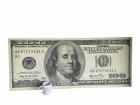 Alternative view of Vintage French 100 Dollar Bill USA US The United States Of America Currency Large Canvas Print Wooden Frame circa 1980-90's