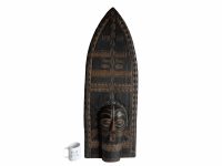 Alternative view of Vintage African Large Wooden Head Face Mask Shield Wall Decoration Carved Carving Sculpture Wood Tribal Art c1980-90's