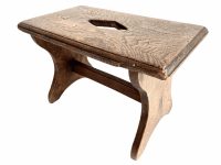 Vintage French Bench Stool Small Tiny Table Wooden Wood Chair Seat Side Stand Flower Pot Display Shelf Prop c1930-40's