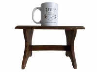 Alternative view of Vintage French Bench Stool Small Tiny Table Wooden Wood Chair Seat Side Stand Flower Pot Display Shelf Prop c1930-40's