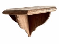 Vintage French Small Wooden Wood Shelf display stand wall fixing mounted hanging solid heavy plinth c1950-60's