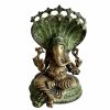 Vintage Indian Cast Brass Bronze Hindu God Ganesh Hare Temple Idol Sculpture Art Interior Design Decor c1970-80's