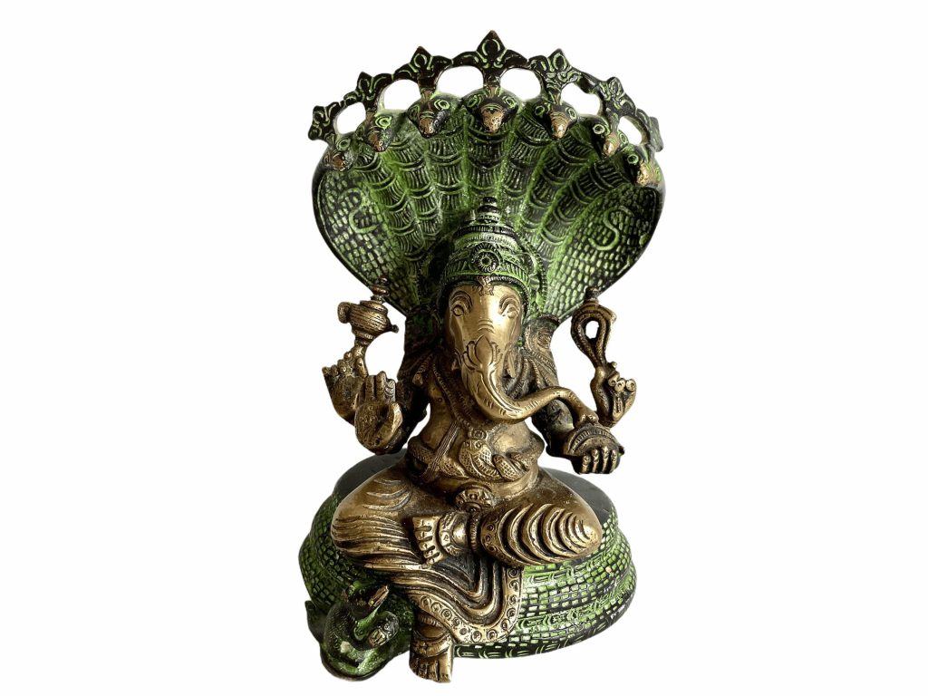 Vintage Indian Cast Brass Bronze Hindu God Ganesh Hare Temple Idol Sculpture Art Interior Design Decor c1970-80's