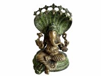 Vintage Indian Cast Brass Bronze Hindu God Ganesh Hare Temple Idol Sculpture Art Interior Design Decor c1970-80's
