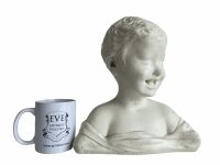 Alternative view of Vintage French Young Smiling Girl Or Boy Plaster Bust Head Large Ornament Figurine Display Gift Repaired Damaged c1920-30's