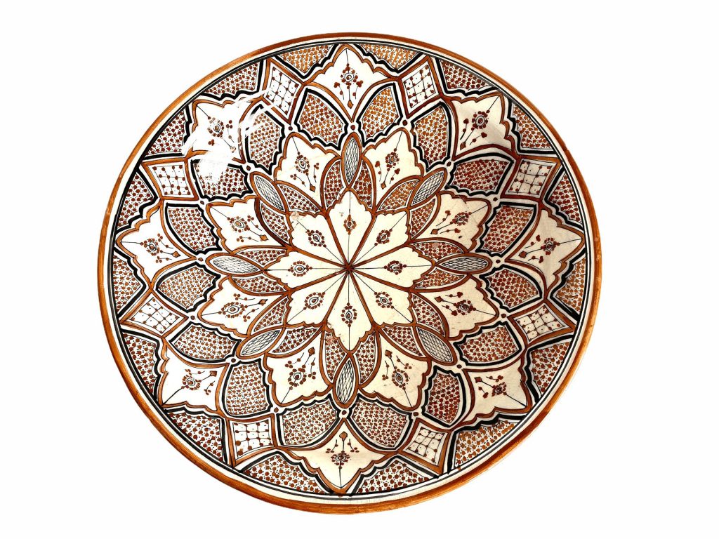 Vintage Moroccan Large Safi Caramel Black Serving Dish Plate Platter Wall Hanging Ornament Decor Terracotta c1960-70’s
