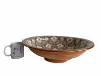 Alternative view of Vintage Moroccan Large Safi Caramel Black Serving Dish Plate Platter Wall Hanging Ornament Decor Terracotta c1960-70's