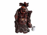 Alternative view of Vintage Chinese Extra Large Heavy Resin Man Idol Money Luck Lucky Buddha Statue Moulding Sculpture Ornament Buddhist c1990's