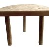 Vintage French Wooden Wood Milking Stool Chair Seat Kitchen Table Farm D Shaped Seat Plant Rest Stand Plinth c1970-80's