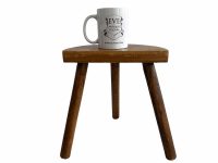 Alternative view of Vintage French Wooden Wood Milking Stool Chair Seat Kitchen Table Farm D Shaped Seat Plant Rest Stand Plinth c1970-80's