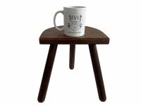 Alternative view of Vintage French Wooden Wood Milking Stool Chair Seat Kitchen Table Farm D Shaped Seat Plant Rest Stand Plinth c1950-60's