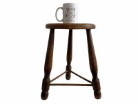 Alternative view of Vintage French Small Stool Table Wooden Wood Chair Seat Side Stand Flower Pot Ornament Display Shelf Prop circa 1960-70's