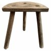 Vintage French Wooden Wood Milking Stool Chair Seat Kitchen Table Farm D Shaped Seat Plant Rest Stand Plinth c1950-60's