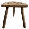 Vintage French Wooden Wood Milking Stool Chair Seat Kitchen Table Farm D Shaped Seat Plant Rest Stand Plinth c1960-70's