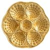 Vintage French Oyster Plates Caramel Gold Shellfish Dishes Saucers Serving Display Ceramic Set Of Six 6 c1960-70's