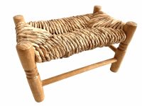 Vintage French Bench Stool Small Tiny Doll Table Wooden Wood Chair Seat Side Stand Flower Pot Display Shelf Prop c1980-90's