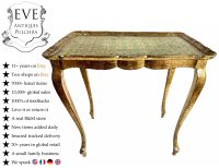 Vintage Italian Florentine Florence Gold Blue Red Resin Ornately Decorated Large Side Table Stand Display Decor c1940-50's